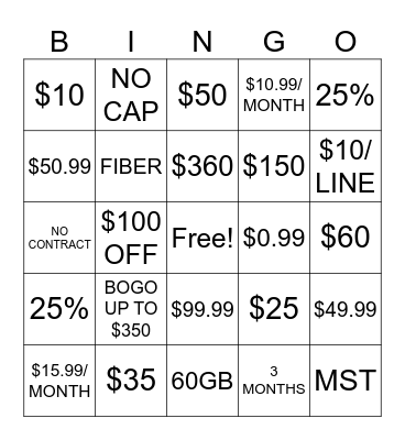 ARMADA BINGO Card