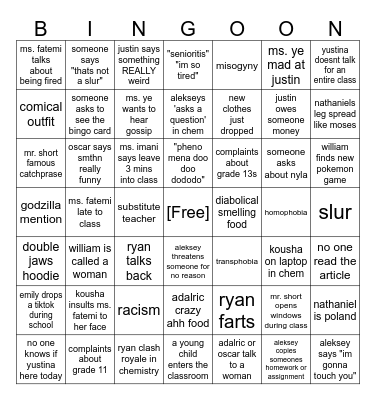 Bingo May 6-10 Bingo Card