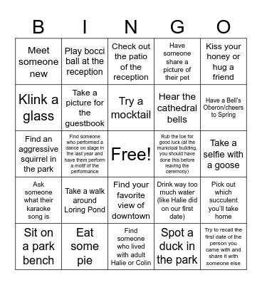 Wedding Bingo Card