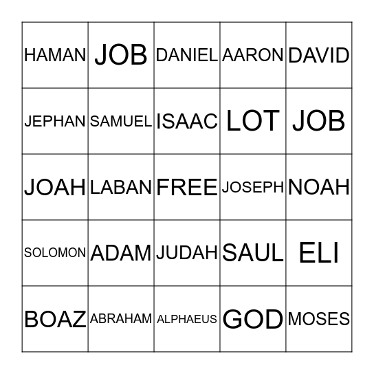 FATHERS OF THE BIBLE Bingo Card