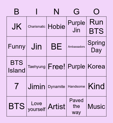 Bangtannn✨️ Bingo Card