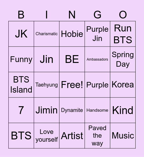 Bangtannn✨️ Bingo Card