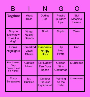 GOOD TIMES Bingo Card