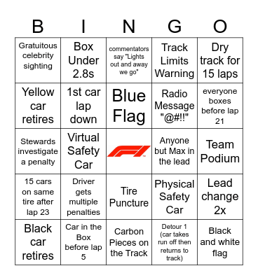 MIAMI GP 2024 Bingo Card