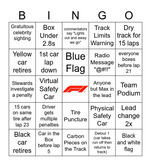 MIAMI GP 2024 Bingo Card