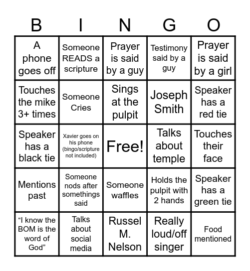 Aloha H Bingo Card