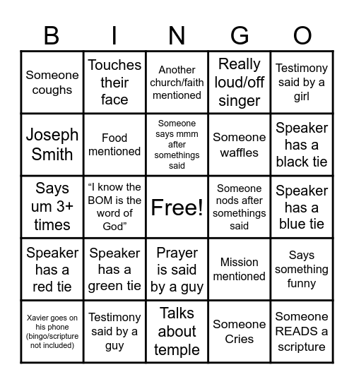 Tamwi Bingo Card