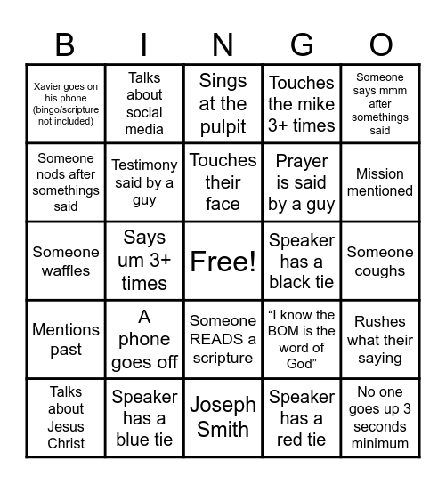 Tamwi M Bingo Card