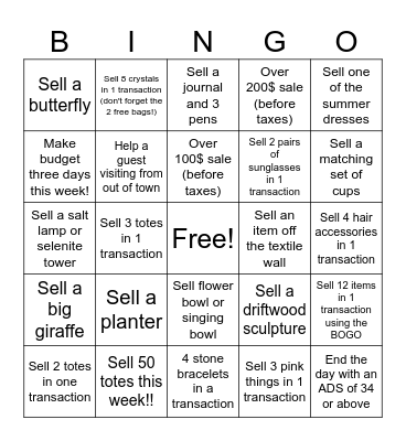 Mother's Day Prep Bingo Card