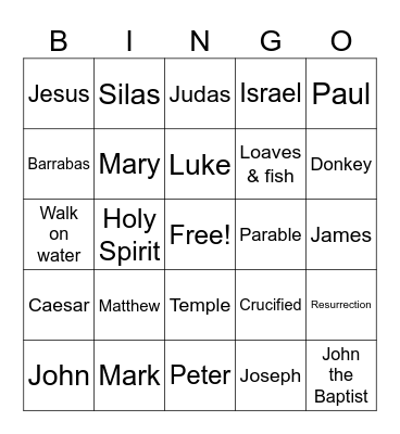 Bible Bingo Card