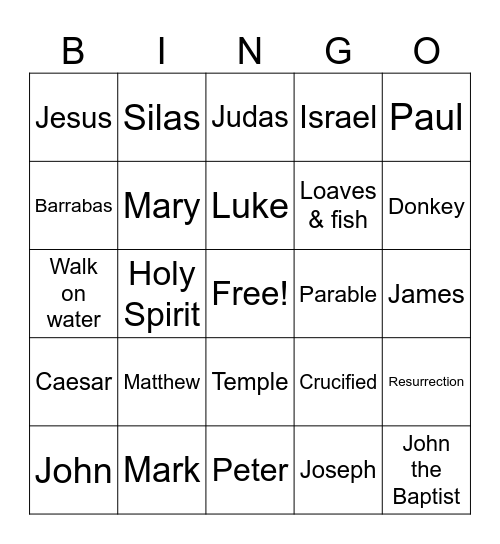 Bible Bingo Card