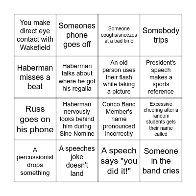 Graduation Bingo! Bingo Card