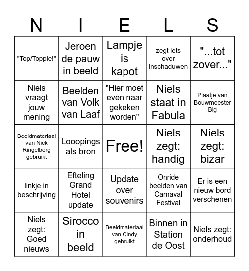 Niels Kooyman Bingo Card