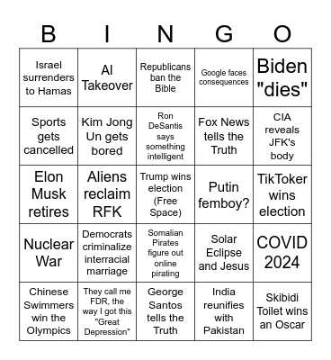 Political Disaster Bingo Card Bingo Card