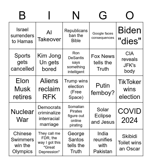 Political Disaster Bingo Card Bingo Card