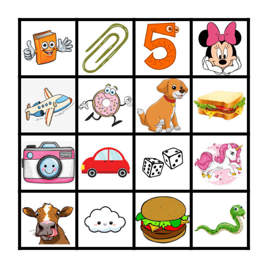 kids bingo Card