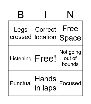 Right place, right time! Bingo Card