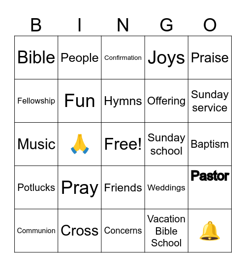 Church Bingo Card