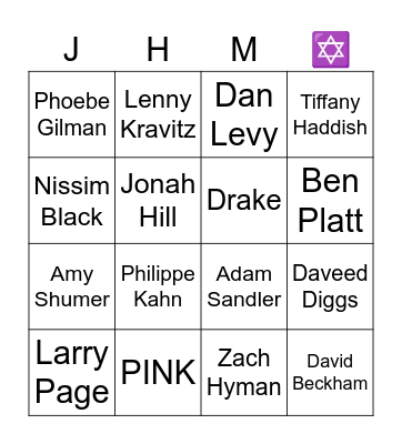 Jewish Heritage Month Bingo Card
