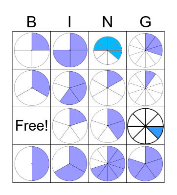 Bingo das frações ( matemática e vida ) Bingo Card