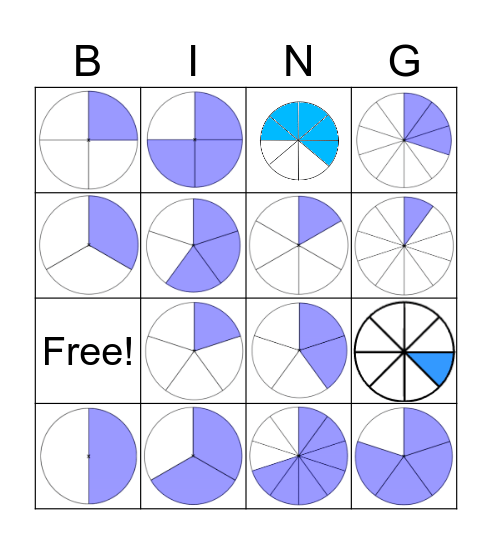 Bingo das frações ( matemática e vida ) Bingo Card