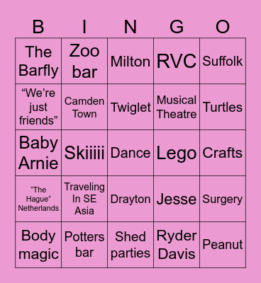 Jazzmin’s Getting Hitched Bingo Card