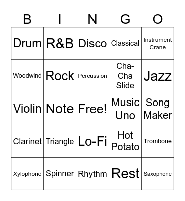 LFI Music Bingo Card