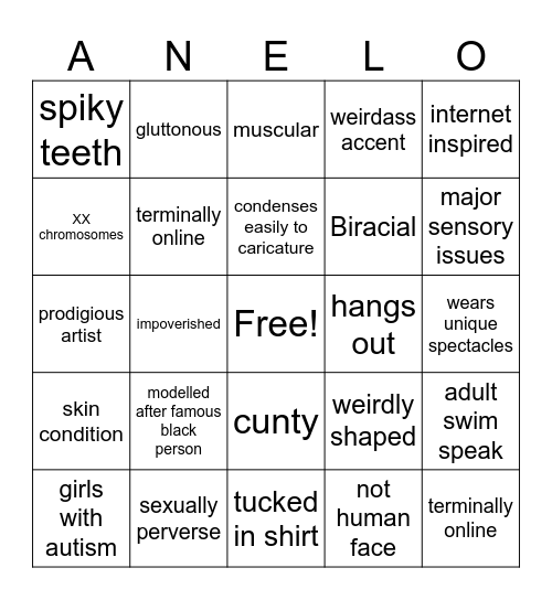 angelo OC bingo Card