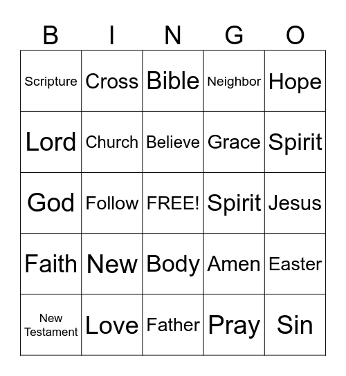 Sermon Bingo.  (To be done only during the sermon) Bingo Card