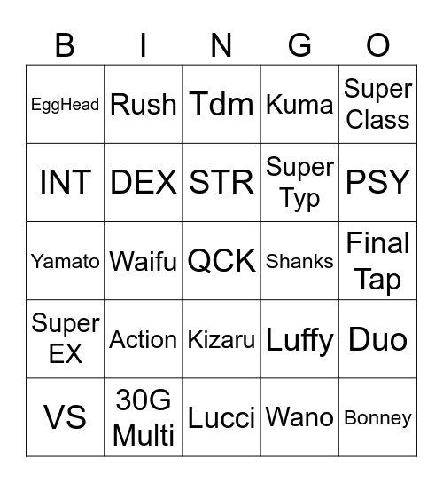 Anni 10 Bingo Optc Bingo Card