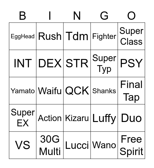 Anni 10 Bingo Optc Bingo Card