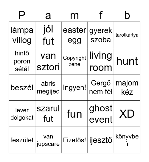 Phasmophobia Bingo Card