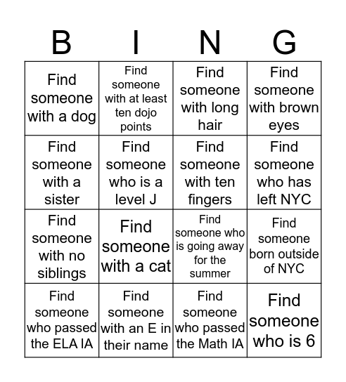 Find a Person Bingo Card