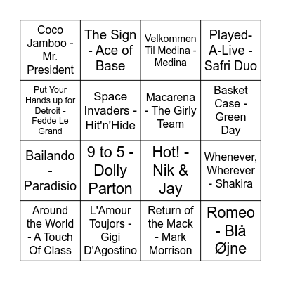 12½ ÅRS ONGO BONGO BINGO Card