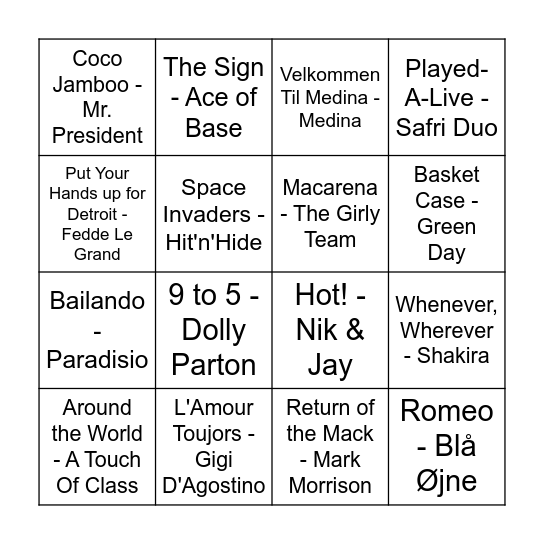 12½ ÅRS ONGO BONGO BINGO Card