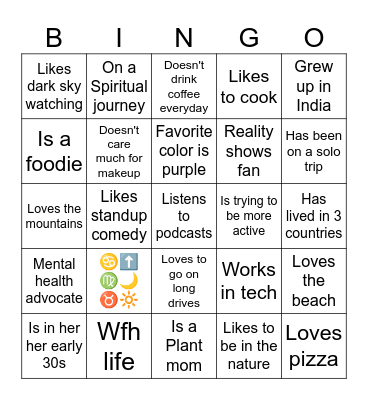 Intro Bingo Card