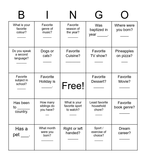 Match Bingo Card