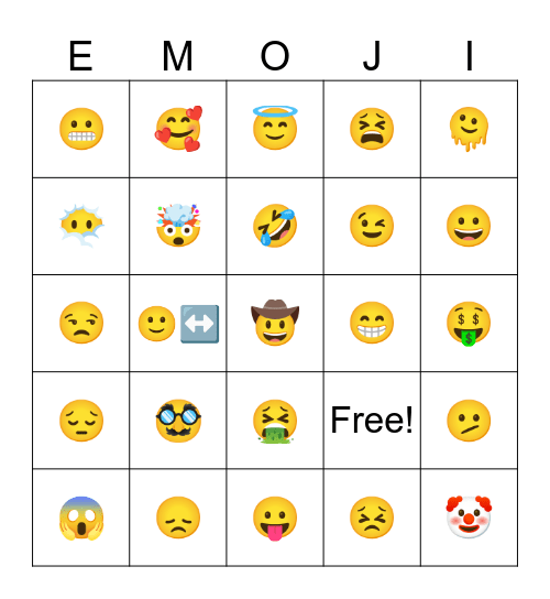 Emoji Bingo Card