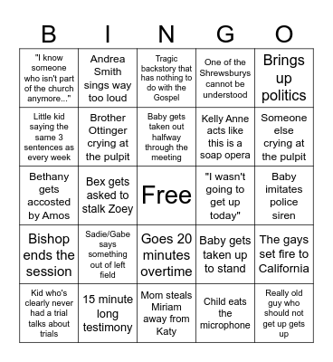 Fast Sunday! Bingo Card