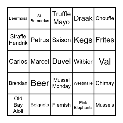 Granville Moore's Brunch Bingo Card