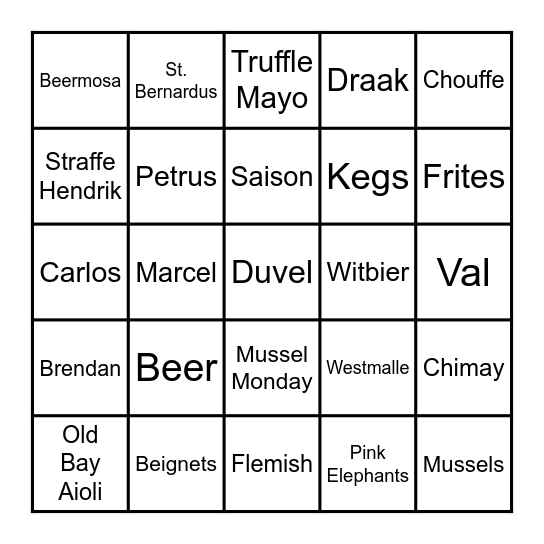 Granville Moore's Brunch Bingo Card