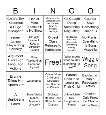 SINGING TIME Bingo Card