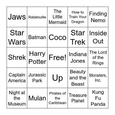 Movie Scores Bingo Card