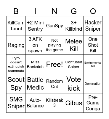 TF2 Bingo Card
