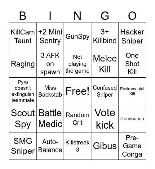 TF2 Bingo Card