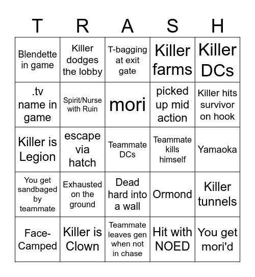 Ultimate DBD Bingo Card