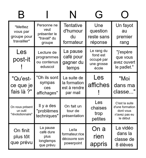 Formation EN Bingo Card