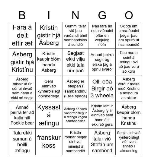 Ásberg ❤️ Kristín Bingo Card