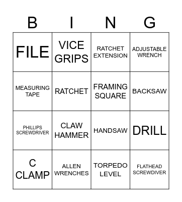 TOOL Bingo Card