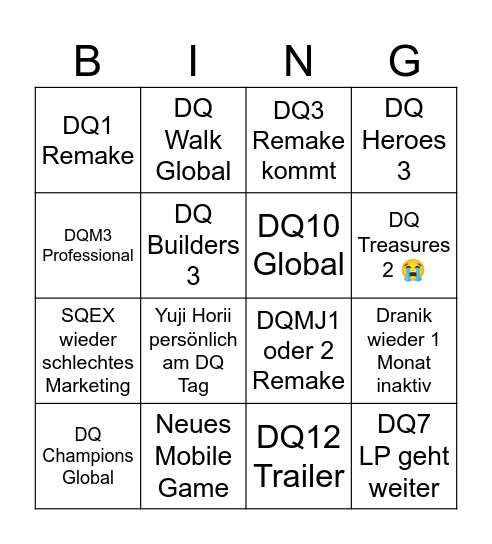 DQ Bingo Card